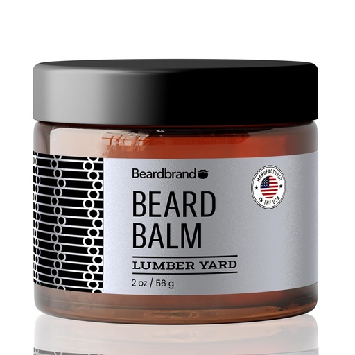 [BRSRAYATOQMGC2TL] Beard Balm för män - Utility Balm Travel Pack - Stöder tjockare skägg, Lumber Yard Scent, naturliga ingredienser smör minskar torrhet och förbättrar utseende - 2 oz