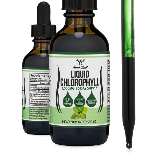 [BRSRMFADB4PA4DY4] Chlorophyll Liquid Drops - for Digestion, Gut Health, Energy and Detox - Vegan Safe (Rich, Full Texture and Taste, Not Watered Down), 2oz Peppermint Flavored, by Double Wood