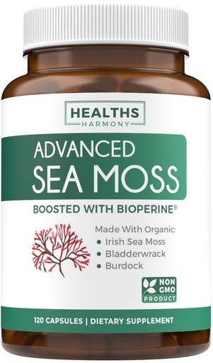 [BRSROAYBBB7QECAV] Organic Irish Sea Moss Capsules - Organic Sea Moss Capsules with Bladderwrack Burdock Root and Black Pepper Extract for Enhanced Absorption - Vegan Non-GMO & Made in The USA (2 Month Supply)