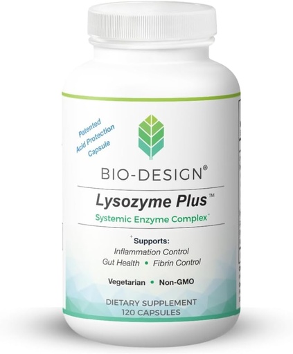 [BRSWGEATCR7RE236] Complejo de Enzima Sistémica Lysozyme Plus - Espectro Amplio y Enzimas Vegetarianos Altamente Activos - Apoyo Gut Health, Fibrin & Control de Inflamación - 120 cápsulas