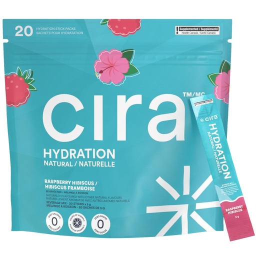[BRSRECANPIIBSYD6] Cira Hydration Electrolytes Packets - Electrolyte Powder Naturally Flavoured & Sweetened w Stevia, On-the-Go Hydration Packets w Himalayan Salt, Magnesium, Potassium - Raspberry Hibiscus, 20 Servings