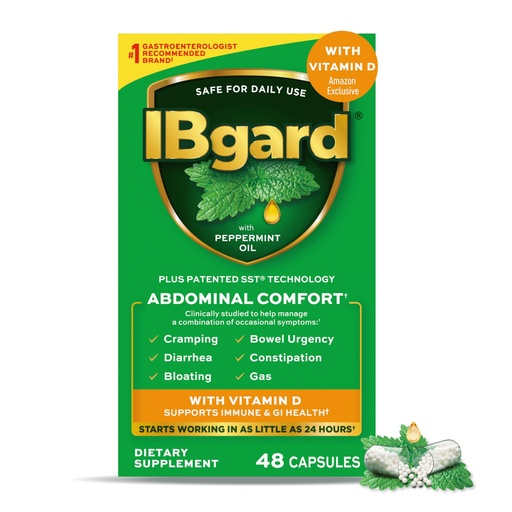 [BRSW2FQNAUFBADLD] IBgard with Vitamin D, Peppermint Oil Capsules, 48 Capsules