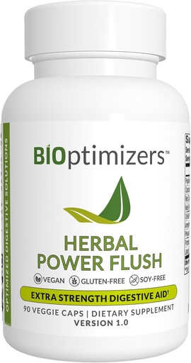 [BRSWGHQODN7BGH3F] BIOptimizers Herbal Power Flush - Extra Strength Digestive Cleanse - Eliminar las toxinas Mejorar la digestión intestinal - Bloating Discomfort Relief for Adults - 90 Capsules