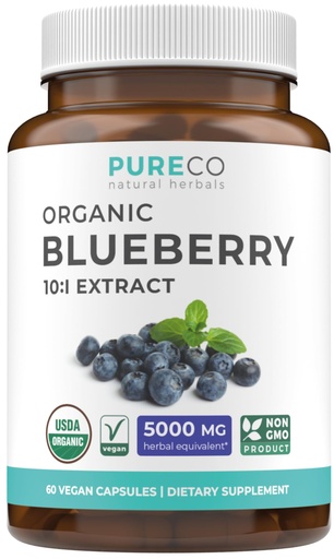 [BRSREAQ3AF6A4CDO] USDA Organic Blueberry Extract Capsules - High Potency Organic Blueberry 500mg 10:1 Extract Per 1 Capsule Serving - Blueberry Supplement for Brain & Immune Support - Vegan Non-GMO (2 Month Supply)