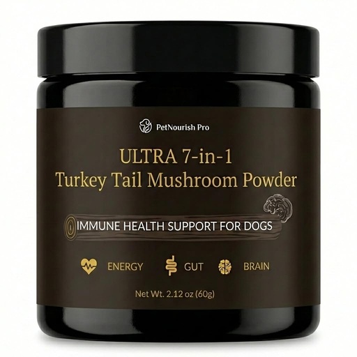 [BRSRGZAEO4HR4YL5] Turkey Tail Mushroom for Dogs – Ultra 7-in-1 Mushroom Powder with Beta-Glucans, Immune, Digestive & Brain Support, Chicken Liver Flavor, Daily Supplement for Dogs