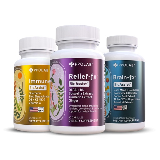 [BRSROCD6BV4GCHQ2] PPO Lab Immune FX, Relief FX and Brain FX Starter Kit - Clean Certified & Non-GMO
