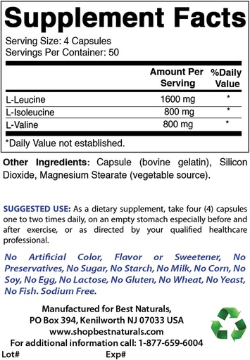 [BRSRMBT3OYNWCF3X] Best Naturals BCAA 3200mg & B-100 Complex