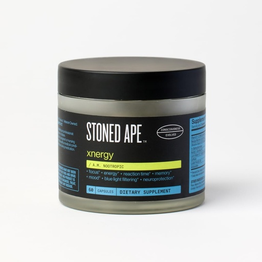 [BRSROFIQBB7QIDT7] Stoned Ape Xnergy - Adaptogenic Nootropic - Supports Memory, Focus, Energy, Mood, Blue Light Filtering - ALCAR, B12, Bacopa, Astaxanthin, Lutein, Choline - Keto, Paleo, Vegan - NSF Sport Certified