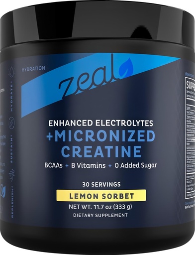 [BRSREEA3BAOWC3T4] Zeal Naturals Creatine with Electrolytes & Brain Health Nootropics - 30 Servings | Women's Support for Energy, Strength, Focus, & Hydration with B Vitamins | Lemon Sorbet | Zero Sugar No Bloat Formula
