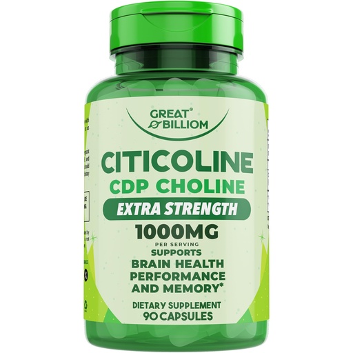 [BRSREFI6CBYGED3X] Citicoline CDP Choline 1000mg - Extra Strength Brain Supplements for Memory and Focus, Choline Supplements - Non-GMO Nootropic with Acetylcholine Support - 90 Vegetarian Capsules