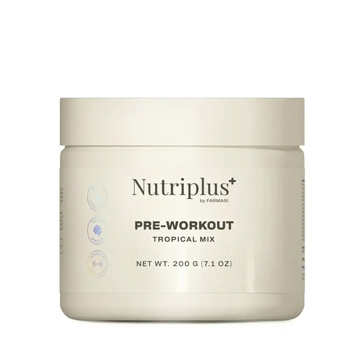 [BRSRGCQPBEMA2ADL] FARMASi Nutriplus+ Pre Workout Powder Energy & Muscle Support Workout Tropical Mix for Focus Strength Training Fitness 200g / 7.05oz