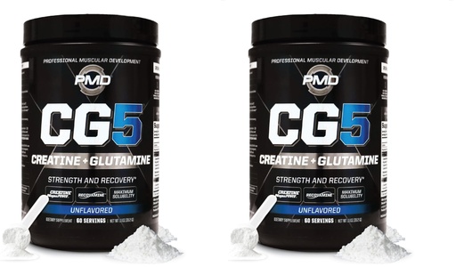 [BRSRGGT2DEAWY33J] PMD Sports CG5 Premium Creatine & L Glutamine Powder, Power Recovery, Build Lean Muscle, Increase Workout Performance, Maximum Strength Pre Workout & Post Workout, Unflavored, 60 Servings (Pack of 2)