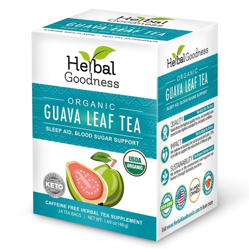 [BRSWIHYHAUMBUF36] Guava Leaf Tea 24 Tea Bags - 100% Organic Natural Guava Leaves Tea - Hojas De Guayaba Organica for Immune Support, Digestion & Relaxation | Herbal Goodness