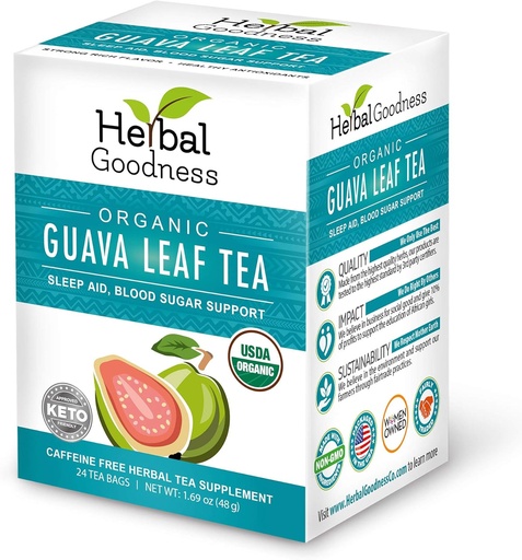 [BRSWIHYHAUMBUF36] Guava Leaf Tea 24 Tea Bags - 100% Organic Natural Guava Leaves Tea - Hojas De Guayaba Organica para Immune Support, Digestión " Relajación peru Herbal Goodness