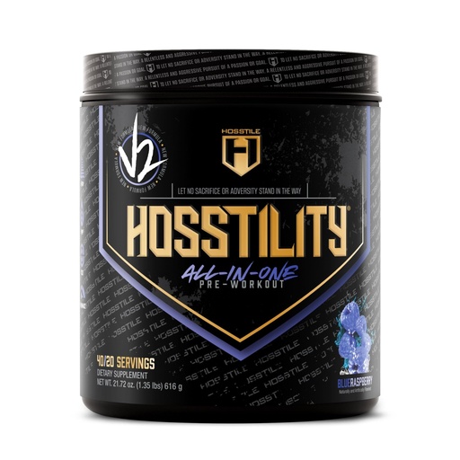 [BRSRAYYNAQPBGDQ2] HOSSTILE Hosstility V2 Pre-Workout Powder, All-in-One Pre-Workout Supplement for Energy, Focus & Pump Support, Blue Raspberry, 40/20 Servings