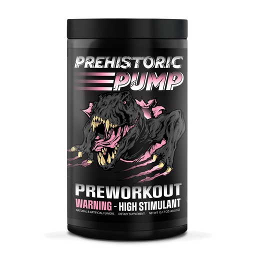 [BRSW2AQDOUJRYF3O] Natty Labs Prehistoric Pump Pre Workout - Preworkout Energy Supplement · 300mg Caffeine · Energy · Focus · Pump · Electrolytes · Hydration · Vitamins - 40 Servings (Pink Star Candy)