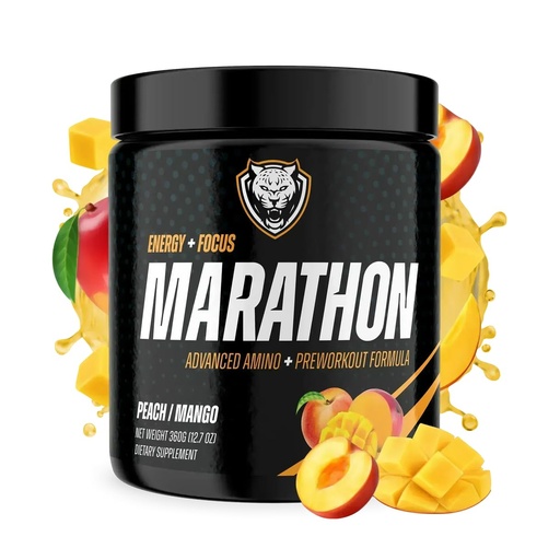[BRSWGGAYPMIAYYLK] 6AM Run Marathon | Running Supplements for Endurance & Stamina | Amino Energy with BCAAs for a Clean Pre Running Fuel | No Jitters | Marathon Essentials | Peach Mango | 40 Servings