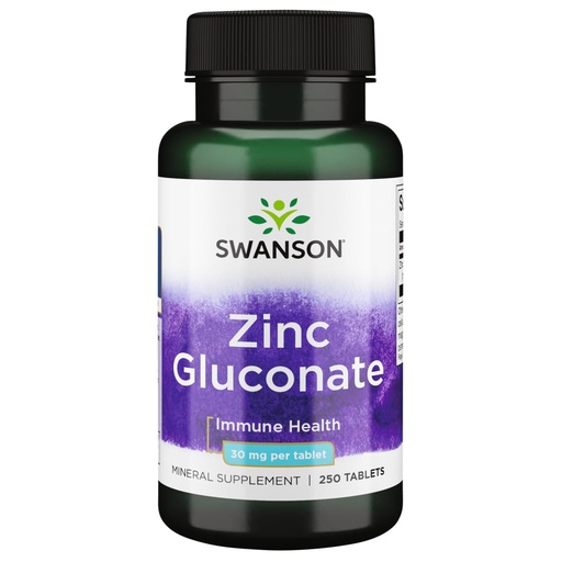 [BRSWIYT7PMOQE3LO] Swanson Zinc Gluconate - Mineral Supplement Promoting Prostate Health, Vision Health, & Immune Support -Gluconate Form for Optimal Absorption - (250 Tablets, 30mg Each)