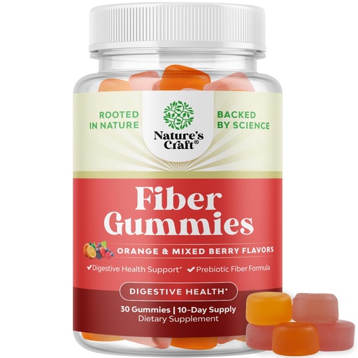 [BRSRMBALC56RYE3K] Tasty Prebiotic Fiber Gummies for Adults - High Fiber Supplement Gummies Vitamins for Adults with Prebiotic Soluble Chicory Root for Immunity and Digestive Support - Non GMO Vegan Halal 30 Count