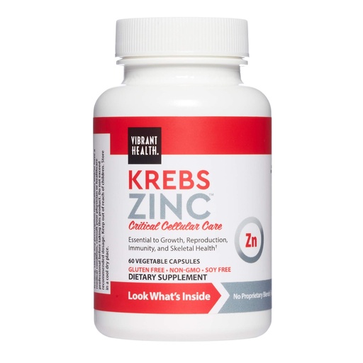 [BRSWIYT3PMDAYG3O] Vibrant Health, Krebs Zinc, Immune, Bone and Cellular Health Formula, 60 Capsules
