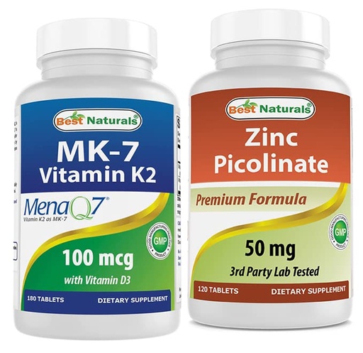 [BRSRMBQEDMIQOCQY] Best Naturals Vitamin K2 (MK7) with D3 & Zinc Picolinate 50 mg