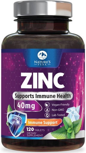 [BRSRACAFOYOR6CLH] Zinc Supplements 40mg - 40mg of Zinc is the NIH's Safe Upper Daily Limit for Women & Men - Best Zink Supplement for Immune Support, Antioxidant, Skin Health, Gluten Free, Bottled in USA - 120 Caplets