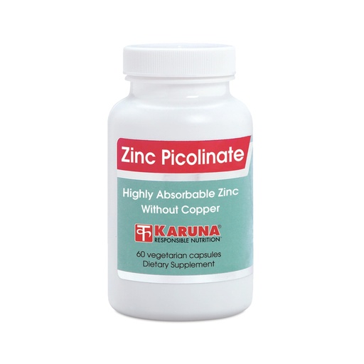 [BRSWIZQCOEMGGD3M] Karuna Zinc Picolinate 25mg 60 Vegetarian Capsules | Highly absorbable Form of zinc, Essential for maintaining Various Health Functions | Immune System Support | Tissue Repair | Clear Skin