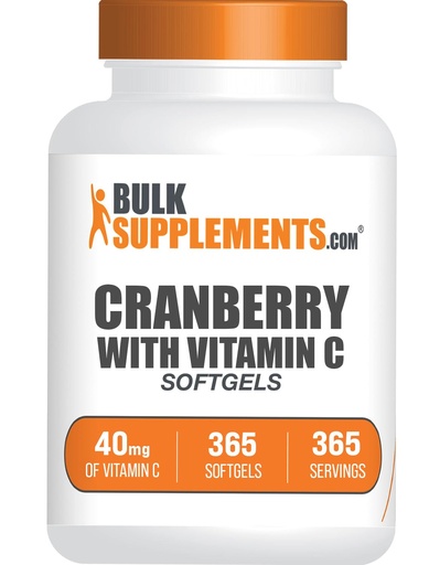 [BRSROFQPAQCGEFDA] BulkSupplements.com Cranberry with Vitamin C Softgels - Antioxidants Supplement, 40mg of Vitamin C - Gluten Free, 1 Softgel per Serving, 365 Count (Pack of 1)