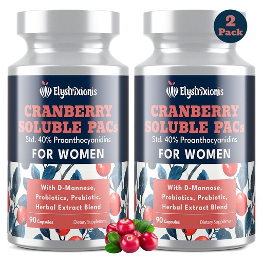 [BRSRE2QBAUPAA3TA] 72mg PAC, Cranberry Pills for Women - Organic Cranberry Juice Extract Plus 1000mg D-Mannose, Supports Urinary Tract Health, Cranberry Supplement - 180 Capsules