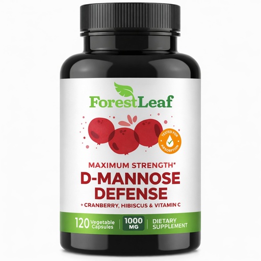 [BRSWYCDRBBYWMCYU] ForestLeaf D Mannose Supplements for Women & Men - D-Mannose 1000mg Capsules with Cranberry, Hibiscus & VIT C - DMannose Pills for UTI, Urinary Tract & Bladder Support - 120 Caps