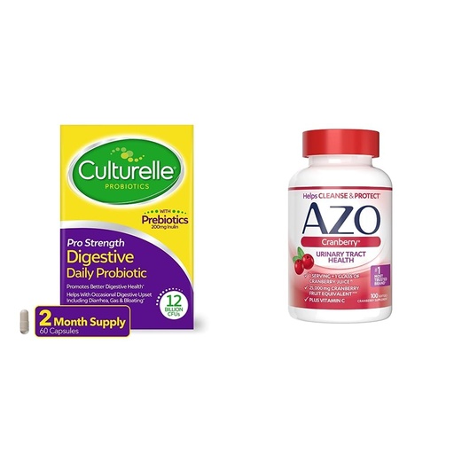 [BRSROFI7CICQAFL2] Culturelle Pro Strength Daily Probiotic + AZO Cranberry Urinary Tract Health Supplement | Digestive & Urinary Support