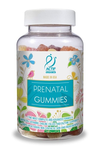 [BRSRAYIDA4CBQH3B] Actif Prenatal Gummies with 25+ Organic Vitamins and Organic Herbal Blend - Non-GMO, 100% Vegetarian, 90 Count, Made in USA