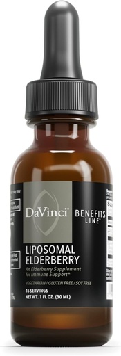 [BRSWYHQDPJYAIHL6] DAVINCI Labs Liposomal Elderberry - Immune Support Supplement for Healthy Lungs, Throat and Sinus* - with ElderCraft European Black Elderberry Extract - Gluten-Free - Vegetarian - 30 ml, 15 Servings