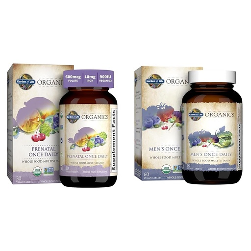 [BRSRAYANO4BGOAA4] Garden of Life Organics Prenatal Vitamin Folate Energy Healthy Fetal Development & Men's Once Daily Whole Food Multivitamin Vegan Vitamins Minerals