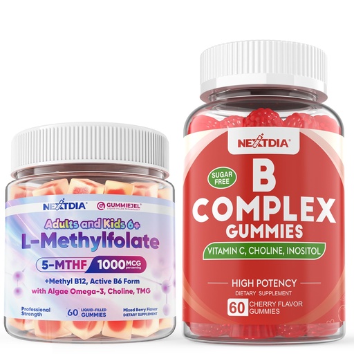 [BRSRGYAQO4NGOAAZ] Nextdia Vitamin B Complex, L-Methylfolate 1000 mcg + Methyl B12 Gummies, 3 Pack