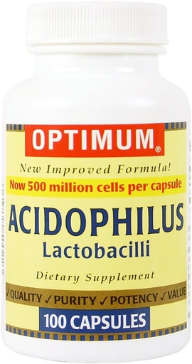 [BRSWIZYPOAFBGDYV] Optimum Acidophilus Lactobacilli Capsules, 100 Count (Paket 2)