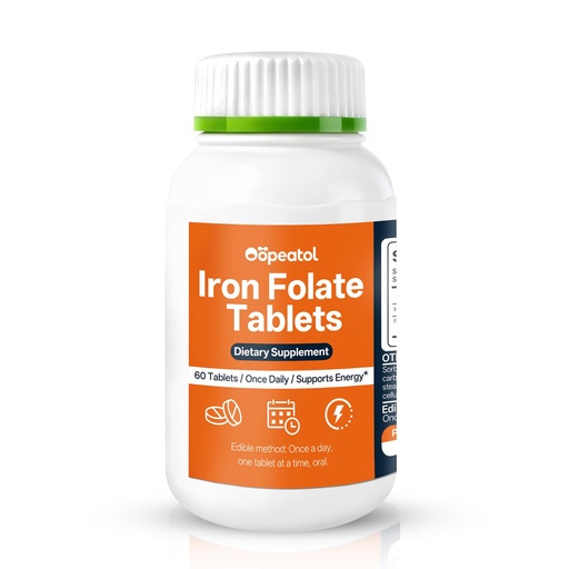 [BRSRGEL3DJ7BYFLL] Iron & Folic Acid Supplement – Supports Red Blood Cell Production, Energy & Blood Health, Gentle Iron Formula for Men & Women, 60 Tablets