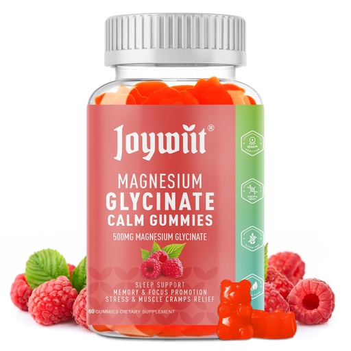 [BRSRO2Y5DN6A223O] Magnesium Glycinate Gummies 500mg Magnesium Supplement Gummies, Threonate 200mg, Vitamin D,B6,B12,Calm Mood, Muscle Relief, Nerve Health, Bone Support- 60 Counts