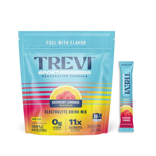 [BRSRGFAZBMIQ4YL3] TREVI™ Sport Electrolytes Powder Packets Sugar Free - 800mg Sodium - 250mg Potassium - 100mg Magnesium - Water Drink Mix Rehydration Essentials - 20 Count - Raspberry Lemonade