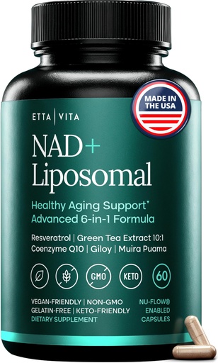 [BRSREYL5OQAQ2DTX] NAD+ Supplement 500mg with Resveratrol & CoQ10 for Cellular Energy, 60 Ct