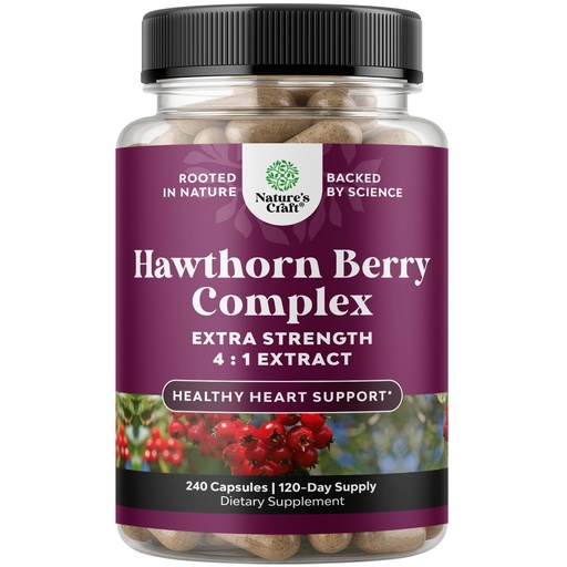 [BRSRMFT4CIOWOFL5] High Strength Hawthorn Berry Capsules - Pure Antioxidant Hawthorn Berry Supplement with Leaf & Flower Extract 4:1 for Healthy Heart & Digestion - Energy Support for Men & Women - 240 Count Pack
