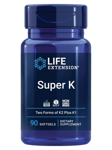 [BRSWGAAFOIBW2G33] Life Extension Super K, Vitamin K Supplement, 2000 Mcg Vitamin K and 1180 Mcg Vitamin K2, Heart Health, Once-Daily, 90 Softgels