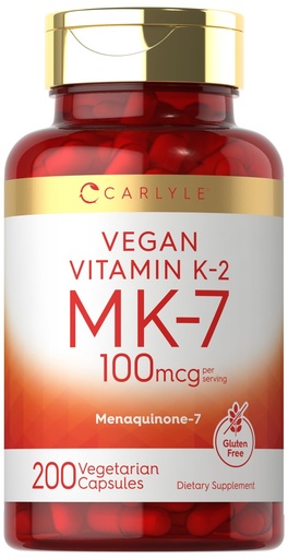 [BRSROFICBZ7BAD3X] Carlyle Vitamin K2 MK-7 100 mcg | 200 Vegan Capsules | Menaquinone-7 Supplement | Non-GMO, Gluten Free