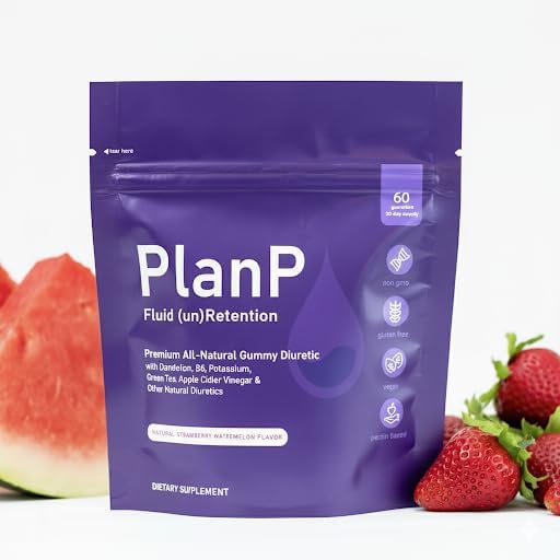 [BRSREZDYAEBAI3TU] PlanP – Premium All-Natural Diuretic Gummies for Bloating & Water Retention Relief – Plant-Based Formula with Dandelion, Cranberry & Hibiscus – 60 Gummies (30-Day Supply) Made in the USA