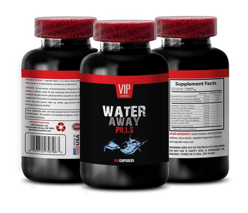 [BRSWGGQHB4NQE2AY] Water Away Pills Diuretic Supplements - Water Away Pills - Diuretics for Water Retention, Reduce Bloating, Detox Cleanse, Paprika, Apple Cider Vinegar, Support Kidney Function, 1 Bottle 60 Capsules