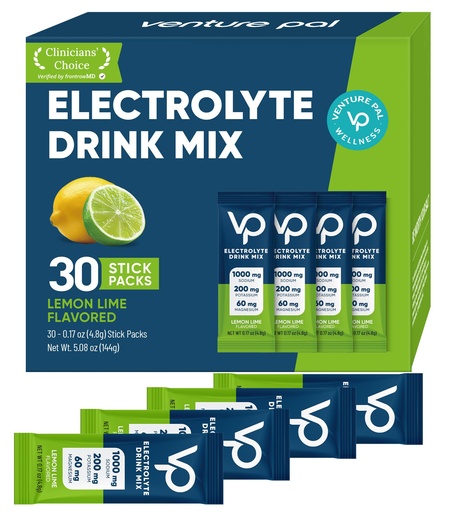 [BRSRAHD7CIPWK33B] Venture Pal High Sodium Sugar-Free Electrolyte Powder Packets - Hydration Packets with Sodium, Potassium & Magnesium | Zero Calories | Vegan, Keto, and Paleo Friendly | 30 Sticks