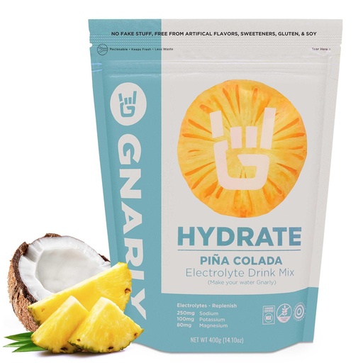 [BRSRE2T4AQNR6ELU] Gnarly Nutrition Hydrate Electrolyte Powder – Pina Colada Exercise Hydration Drink Mix – NSF Contents Certified – Electrolyte Solution, Performance & Recovery – Pina Colada, 14.10 oz