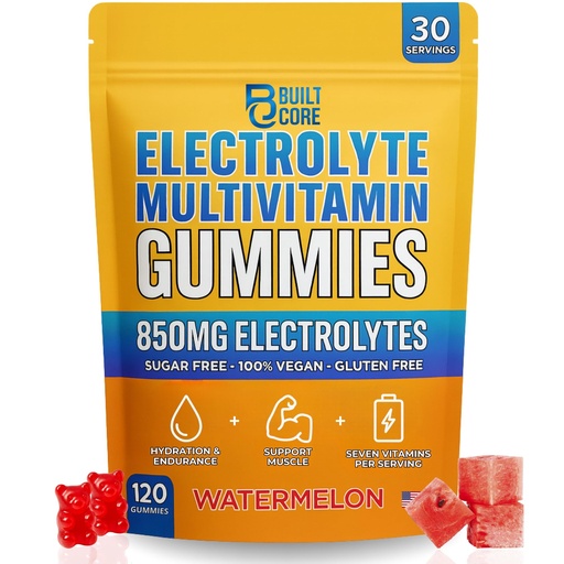 [BRSRGYD7BV7A423J] Electrolyte Gummies Sugar Free | Watermelon Recovery & Antioxidant Supplements for Energy, Instant Hydration & Post-Workout Performance | Energy Gummies Calcium & Vitamin C, Vegan, 120 Count