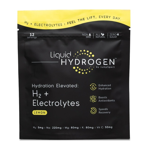 [BRSREHDQBECBMCTP] JumpSport Liquid Hydrogen H₂ + Electrolyte Zero Sugar Drink Mix | Lemon | 12 or 30 Pack (12)