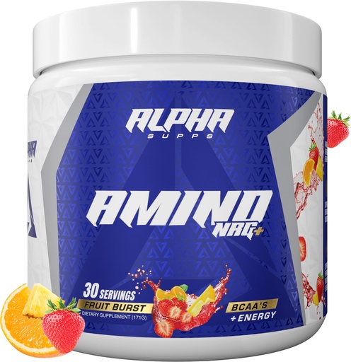 [BRSRAAYPBF5RMCDX] Alpha Supps Amino NRG+ BCAA Amino Energy Recovery Powder - Hydration Blend with Electrolytes - Focus Blend for Optimal Performance Support in Men & Women (30 Servings, Fruit Burst)
